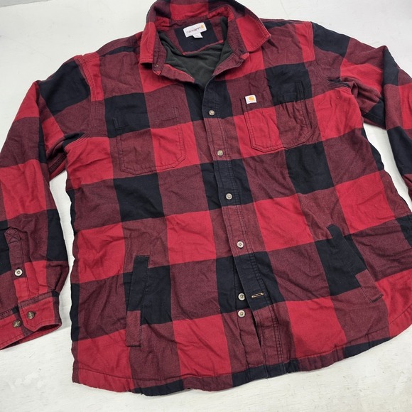 Carhartt Rugged Flex Hamilton Fleece Lined Plaid Red Flannel Jacket Men's Sz 2XL - Picture 2 of 9
